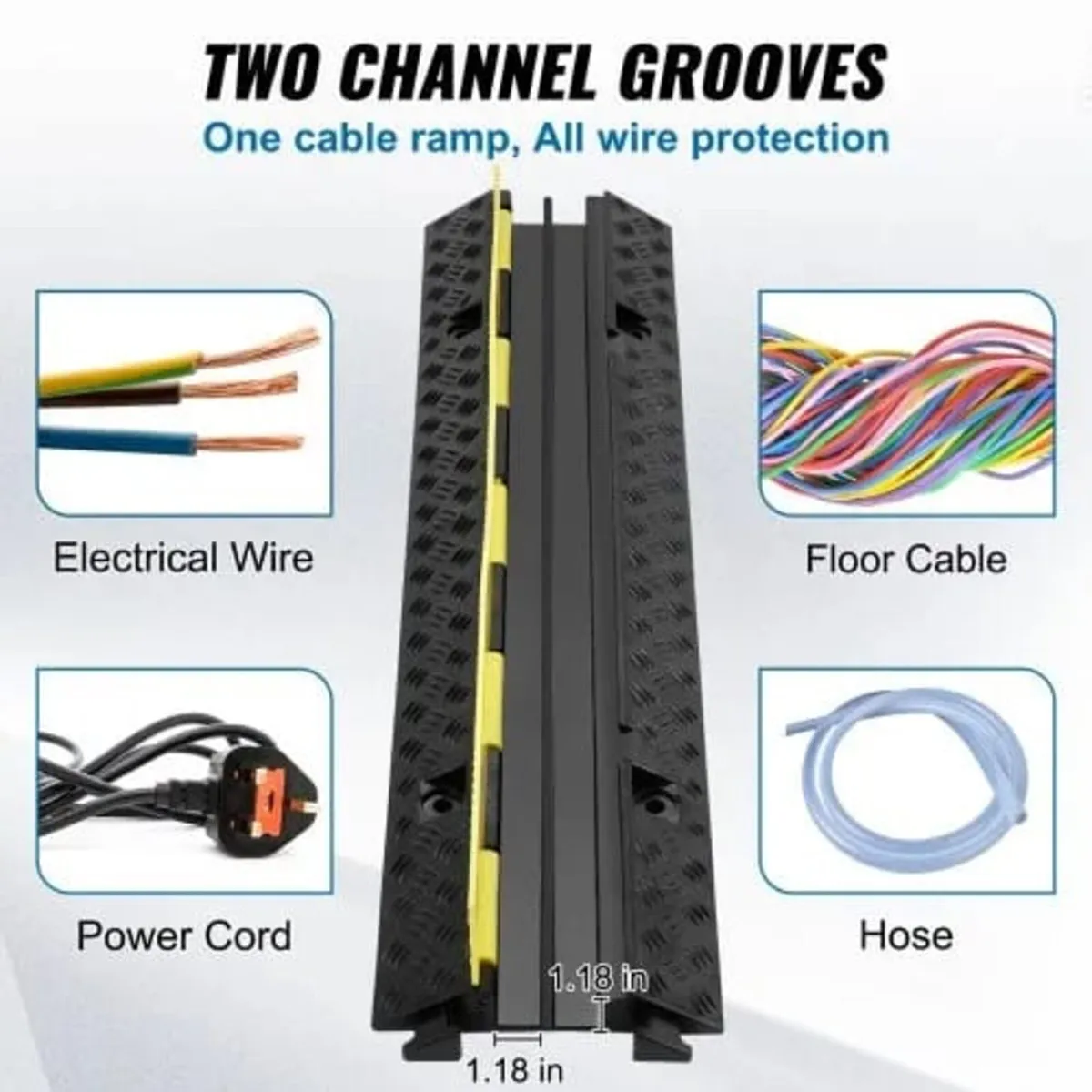3 Pack Rubber Cable Protector Ramp, 2 Channel, 544 - Image 3