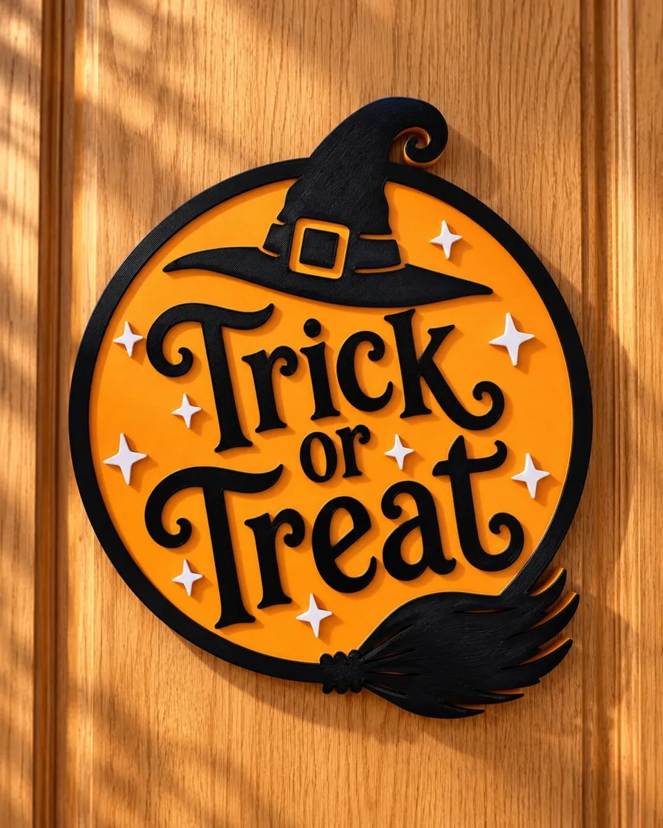 3D Printed Halloween Door Sign – Trick or Treat - Image 1