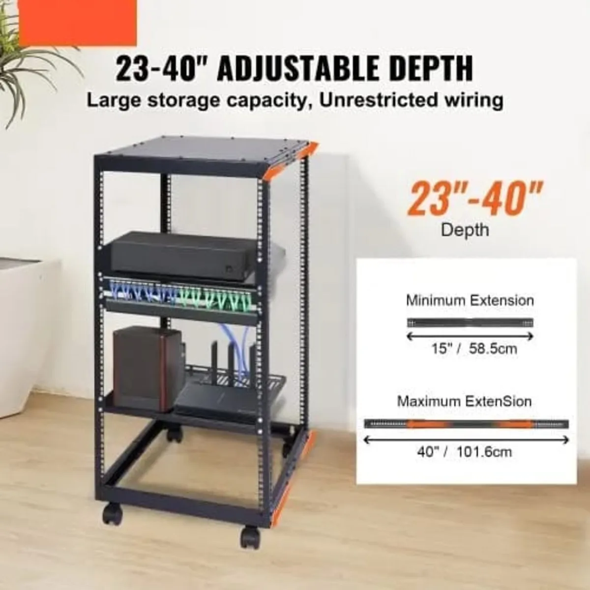 20U Open Frame Server Rack, 58.5-101.6cm/223-40 in - Image 3