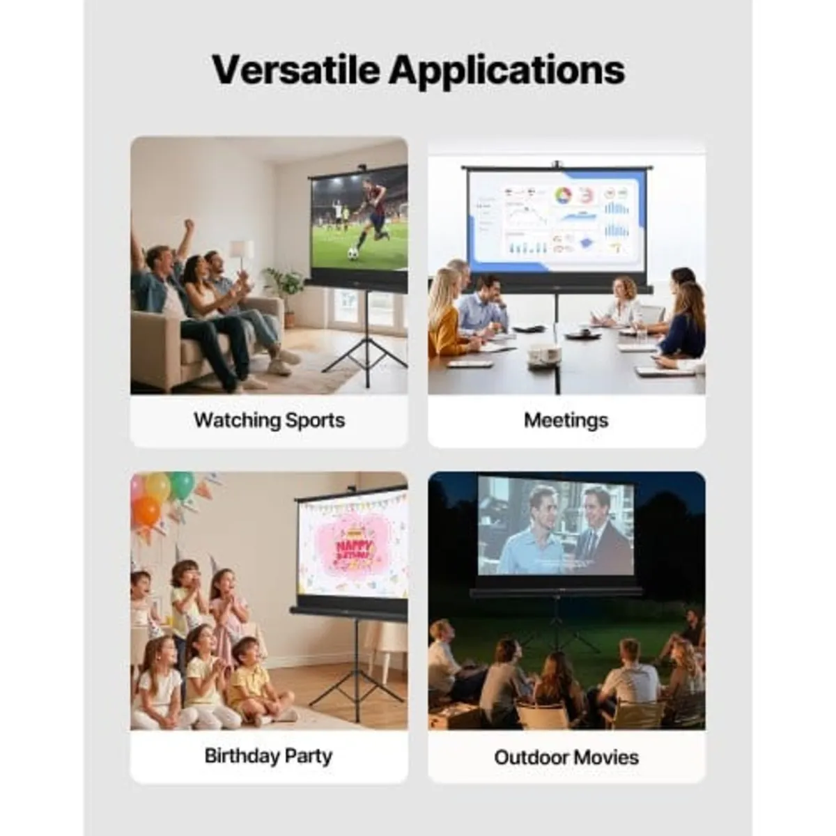 Projector Screen with Stand, 60 Inch 160° Wide Ang - Image 2