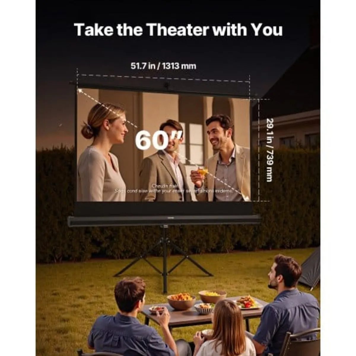 Projector Screen with Stand, 60 Inch 160° Wide Ang - Image 3