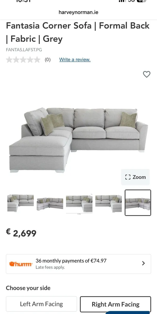 L shaped grey corner sofa couch with swivel chair - Image 2