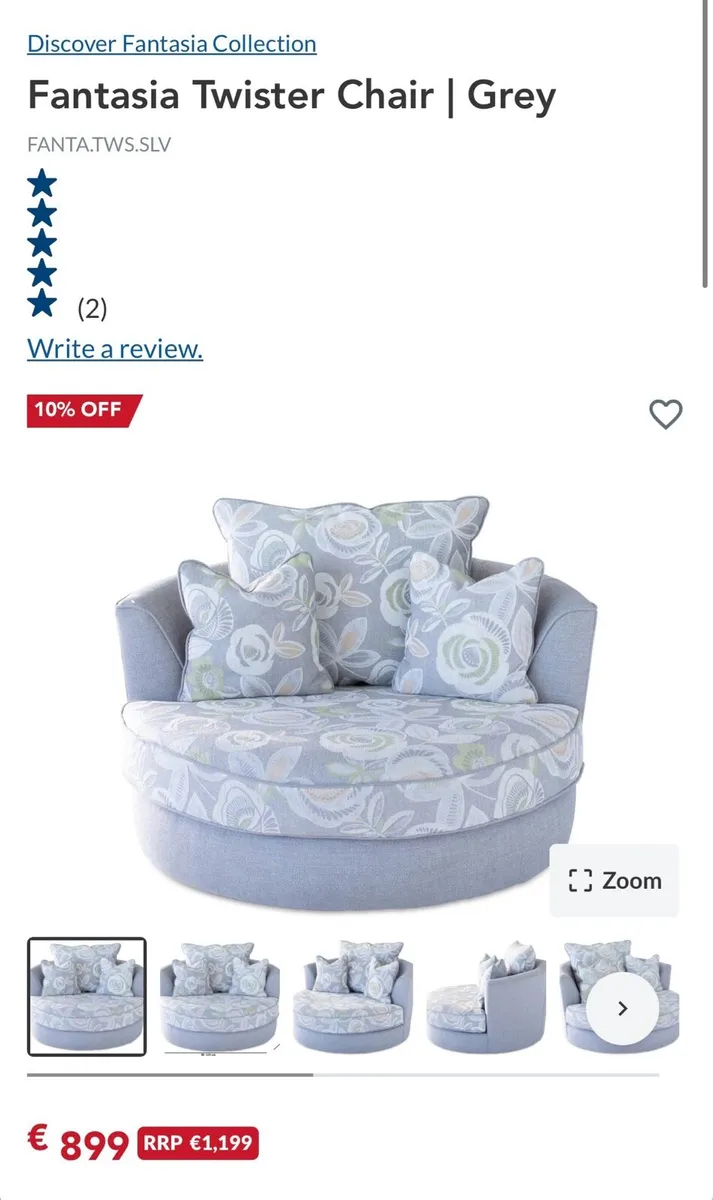 L shaped grey corner sofa couch with swivel chair - Image 3
