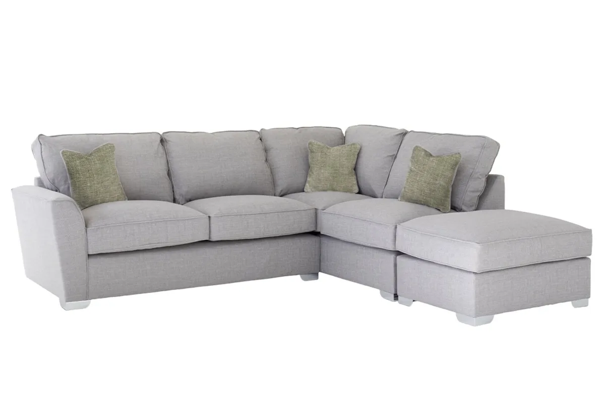 L shaped grey corner sofa couch with swivel chair - Image 4