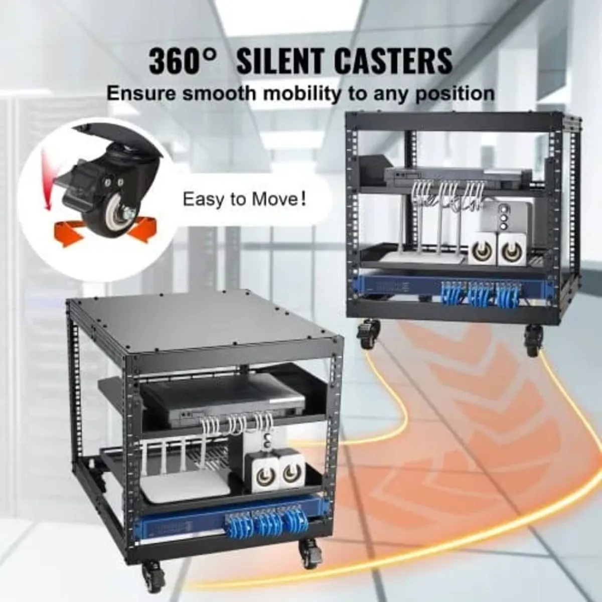 9U 4 Post Open Frame Server Rack Network Enclosure - Image 3