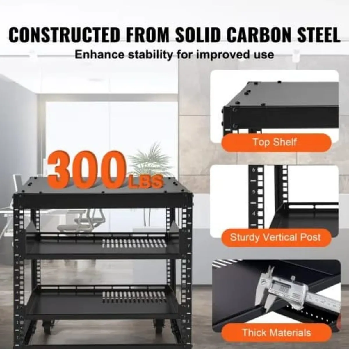 9U 4 Post Open Frame Server Rack Network Enclosure - Image 4