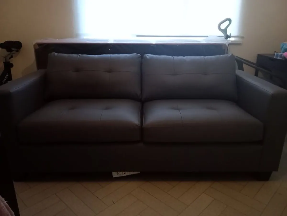 New Leather Grey 3 Seater Sofa - Image 2