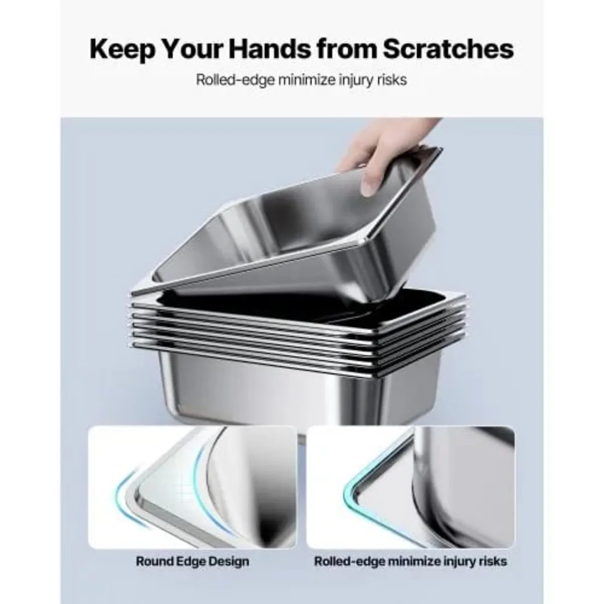 Stainless Steam Hotel Pans, 1/2 Size x 98mm Deep, - Image 3