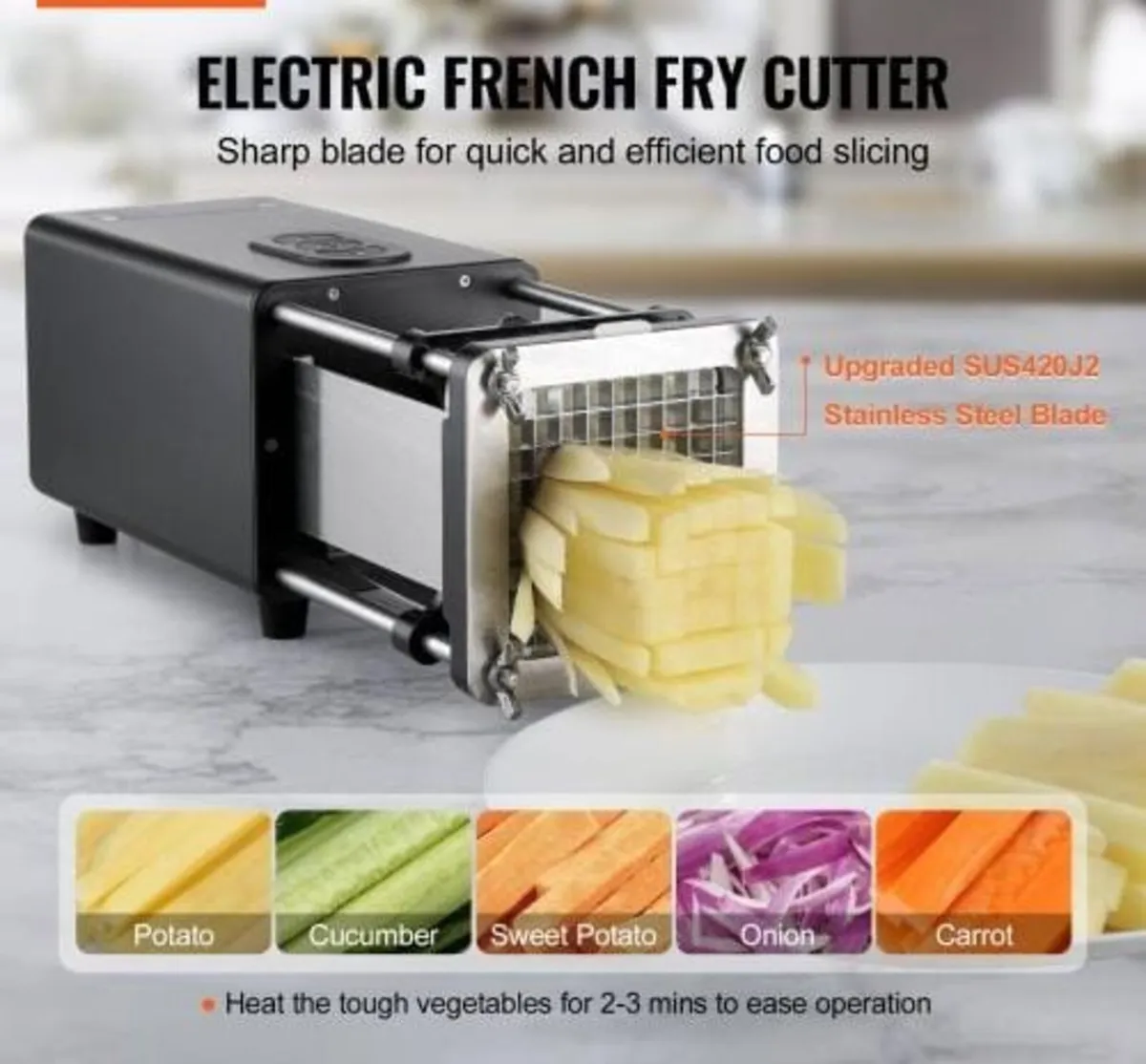 Electric French Fry Cutter, Potato Slicer with 1/2 - Image 2