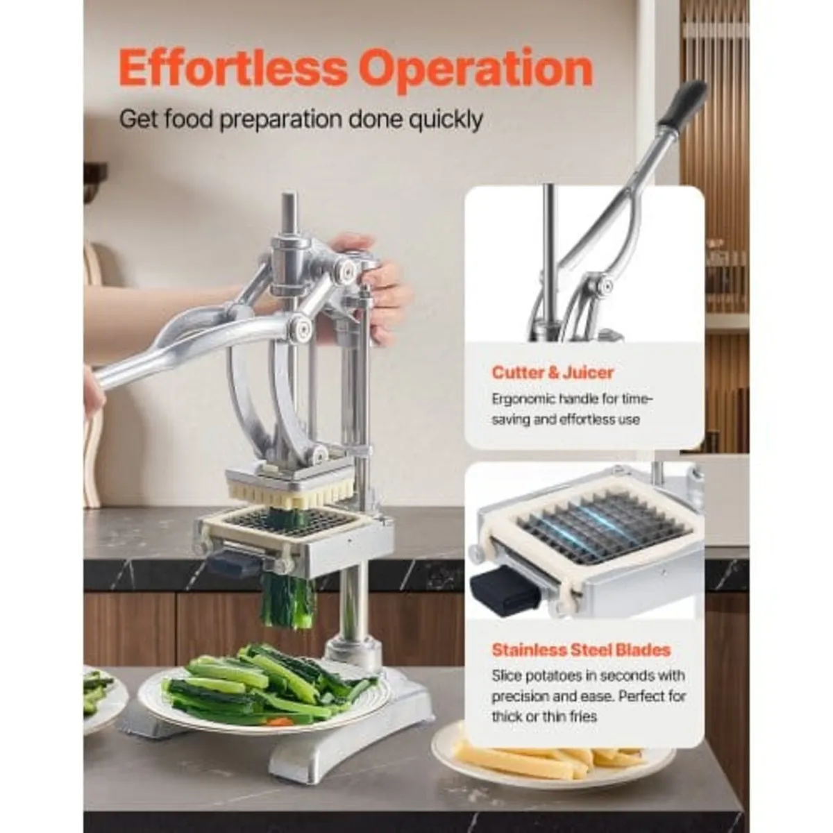 Commercial French Fry Cutter, Stainless Steel Vege - Image 2