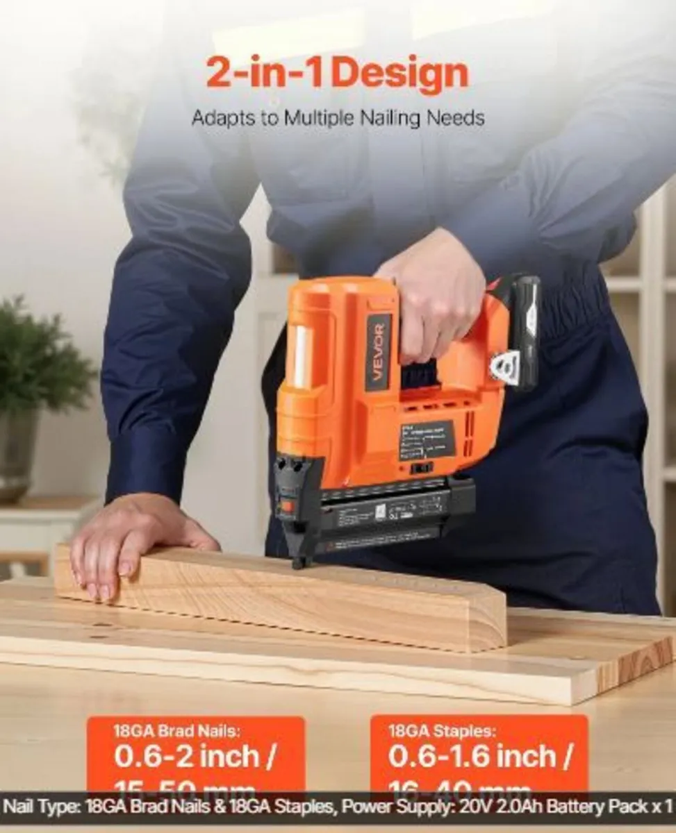 2-in-1 Cordless Brad Nailer, 18 Gauge, 20V - Image 3