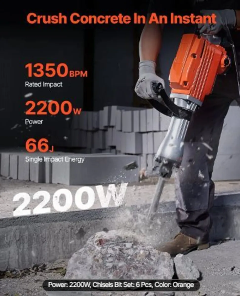 Demolition Jack Hammer Concrete Breaker 2200W - Image 2