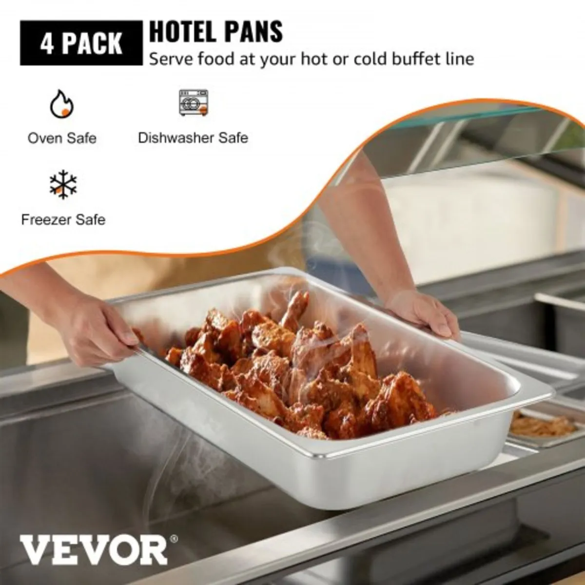 4 Pack Steam Table Pans 20.9 x 12.8 x 3.9 Inch Dee - Image 4