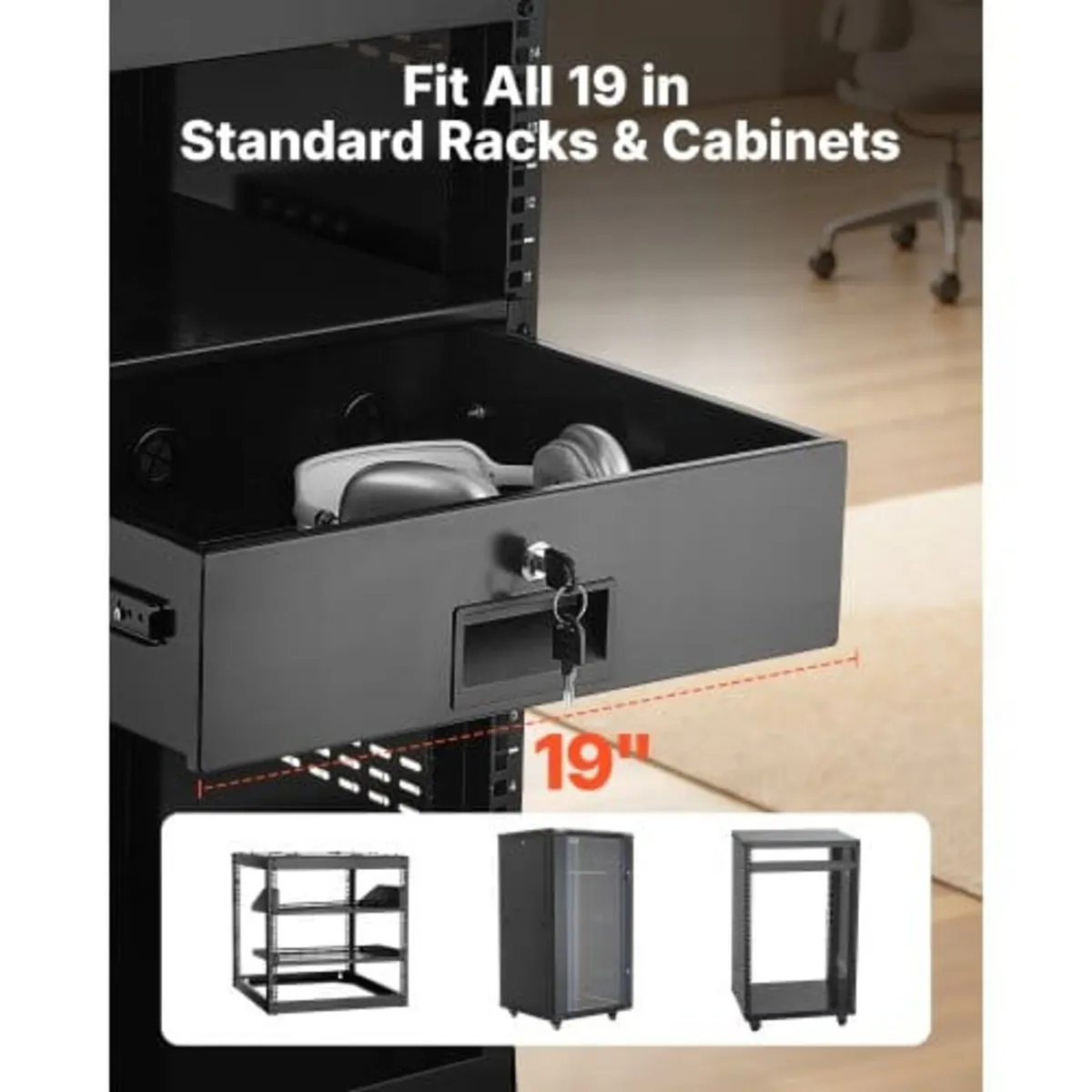 3U Rack Mount Drawer, 22.68 kg Max Load-Bearing, L - Image 2
