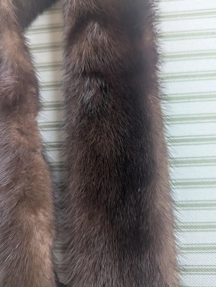 Genuine Mink Fur Stole / Collar Dark Brown - Image 3