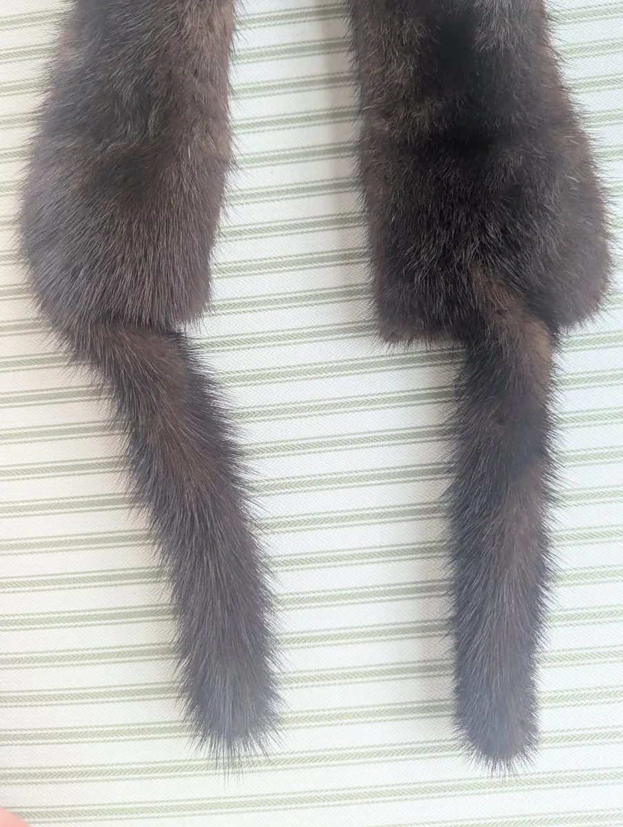 Genuine Mink Fur Stole / Collar Dark Brown - Image 4