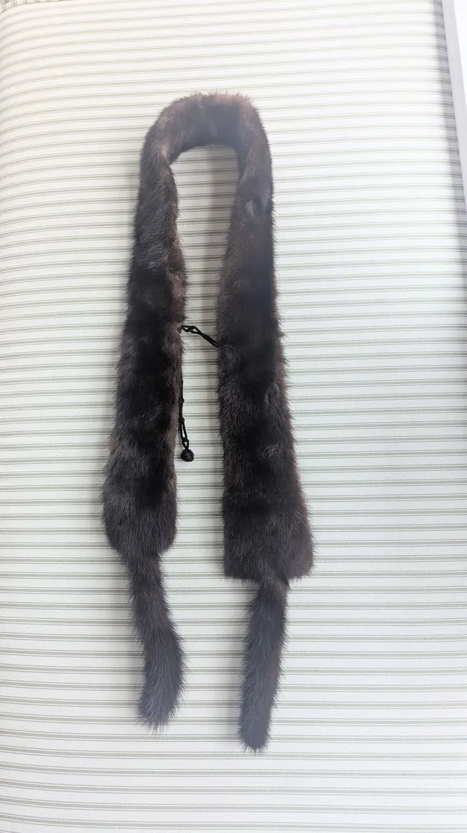 Genuine Mink Fur Stole / Collar Dark Brown - Image 2