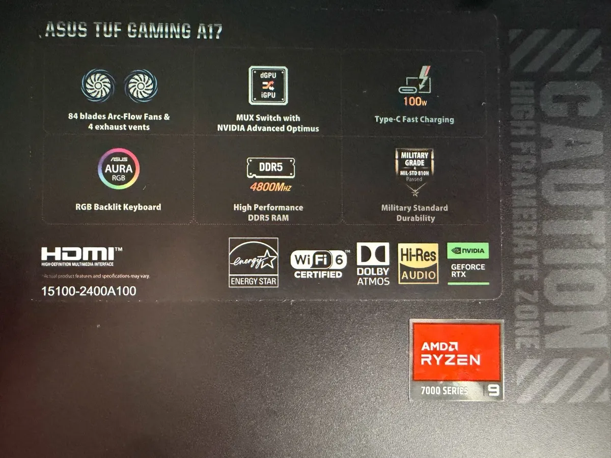 ASUS TUF Gaming Laptop – Ryzen 9 / RTX 4070 - Image 2