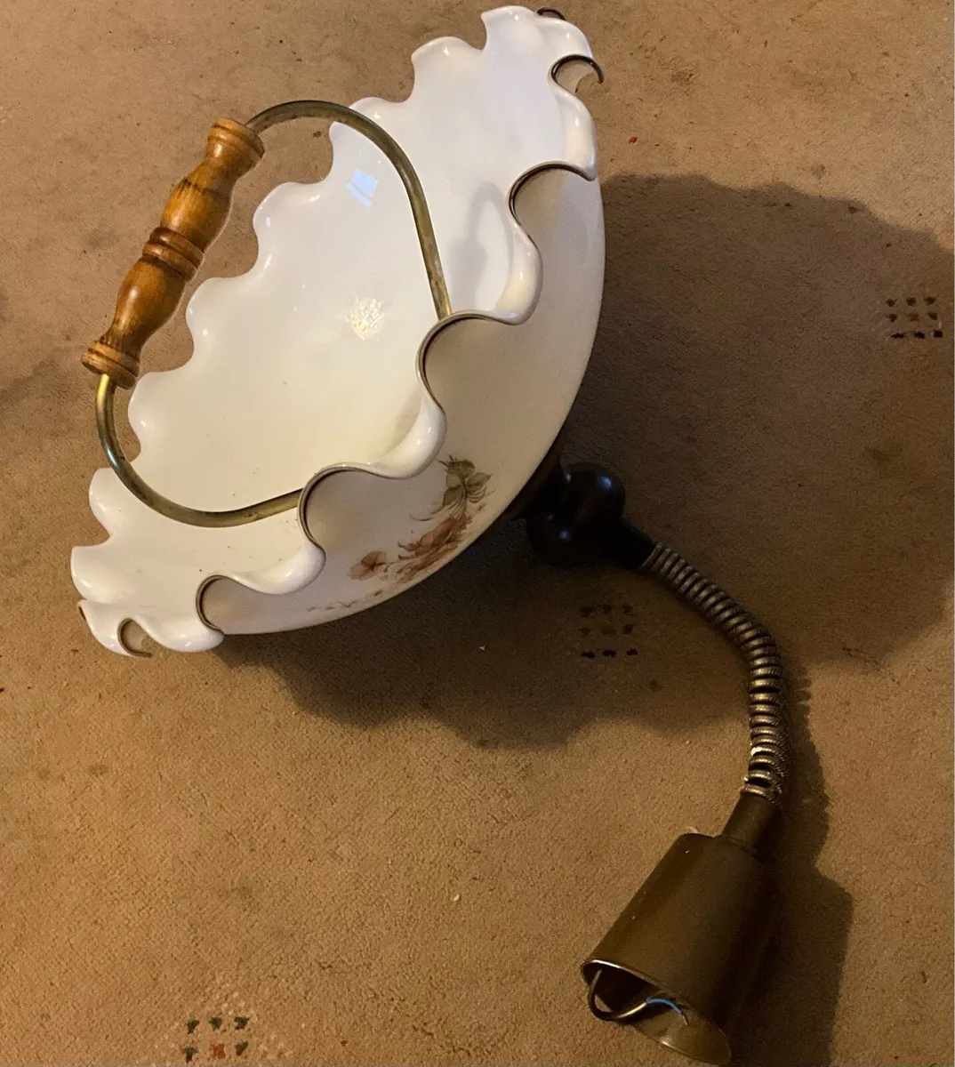 Vintage Pendant Lamp with Floral Motif Shade 1970s - Image 4