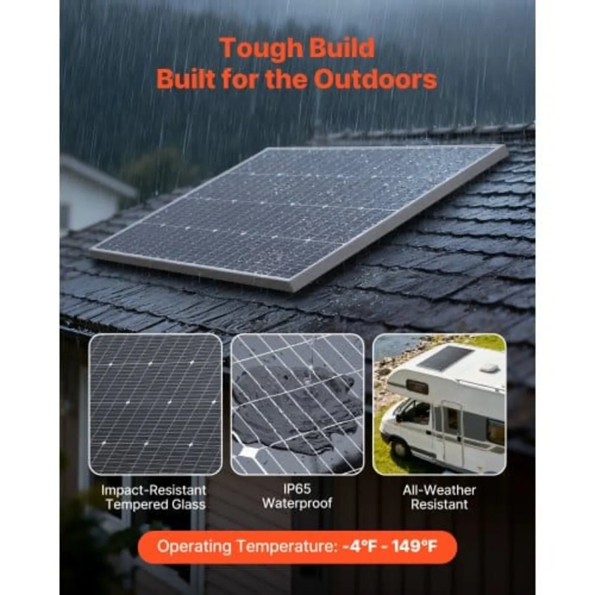 4PCS 100W Monocrystalline Solar Panels, 23% High-E - Image 3