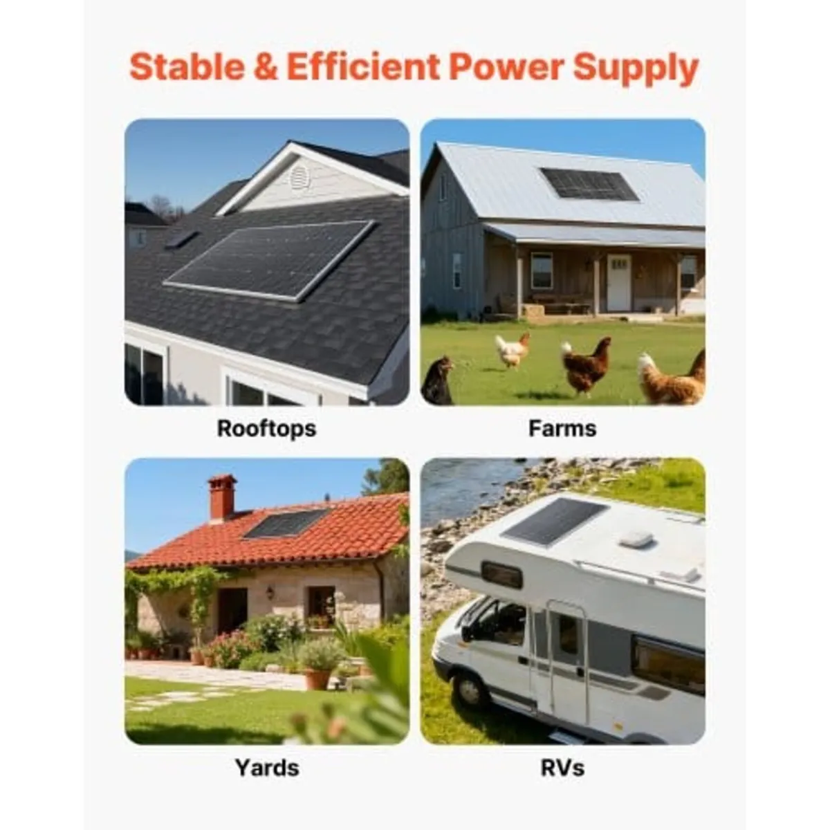 4PCS 100W Monocrystalline Solar Panels, 23% High-E - Image 4
