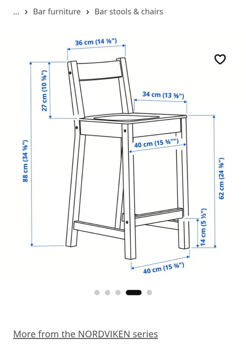 Ikea nordviken bar breakfast bar stools x 3 - Image 2