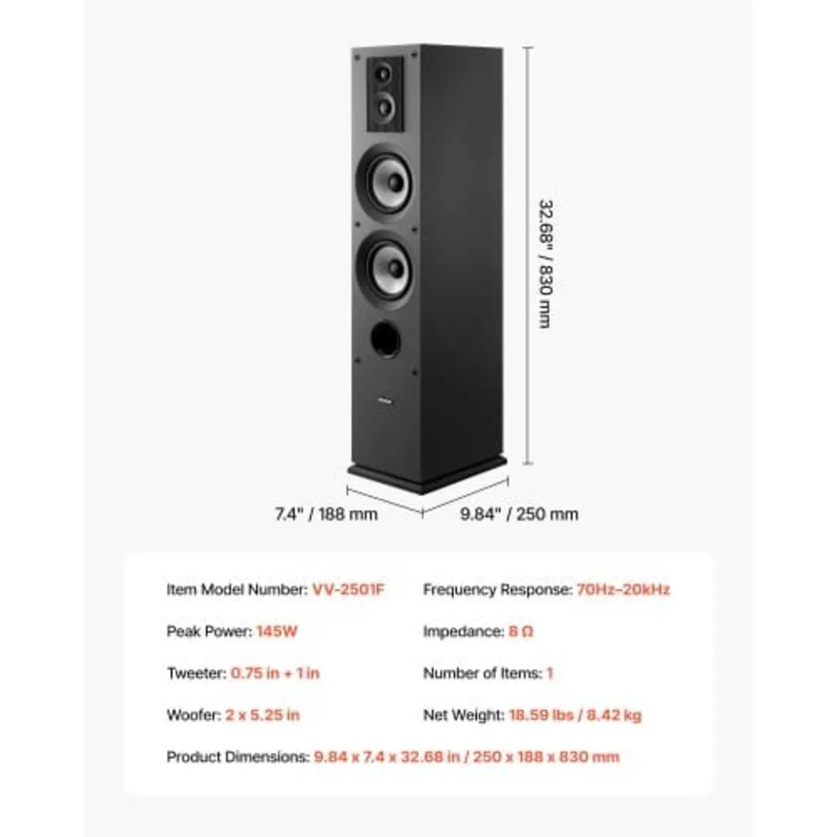 Passive Floorstanding Speaker, 3-Way, Floor-Standi - Image 4