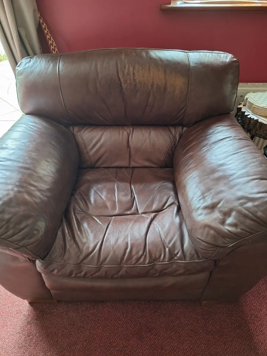 Leather sofa and armchair - €80 for both. - Image 2