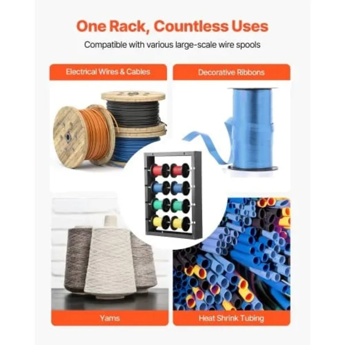 Wire Spool Rack, 4 Adjustable Rods, Cold-Rolled St - Image 4