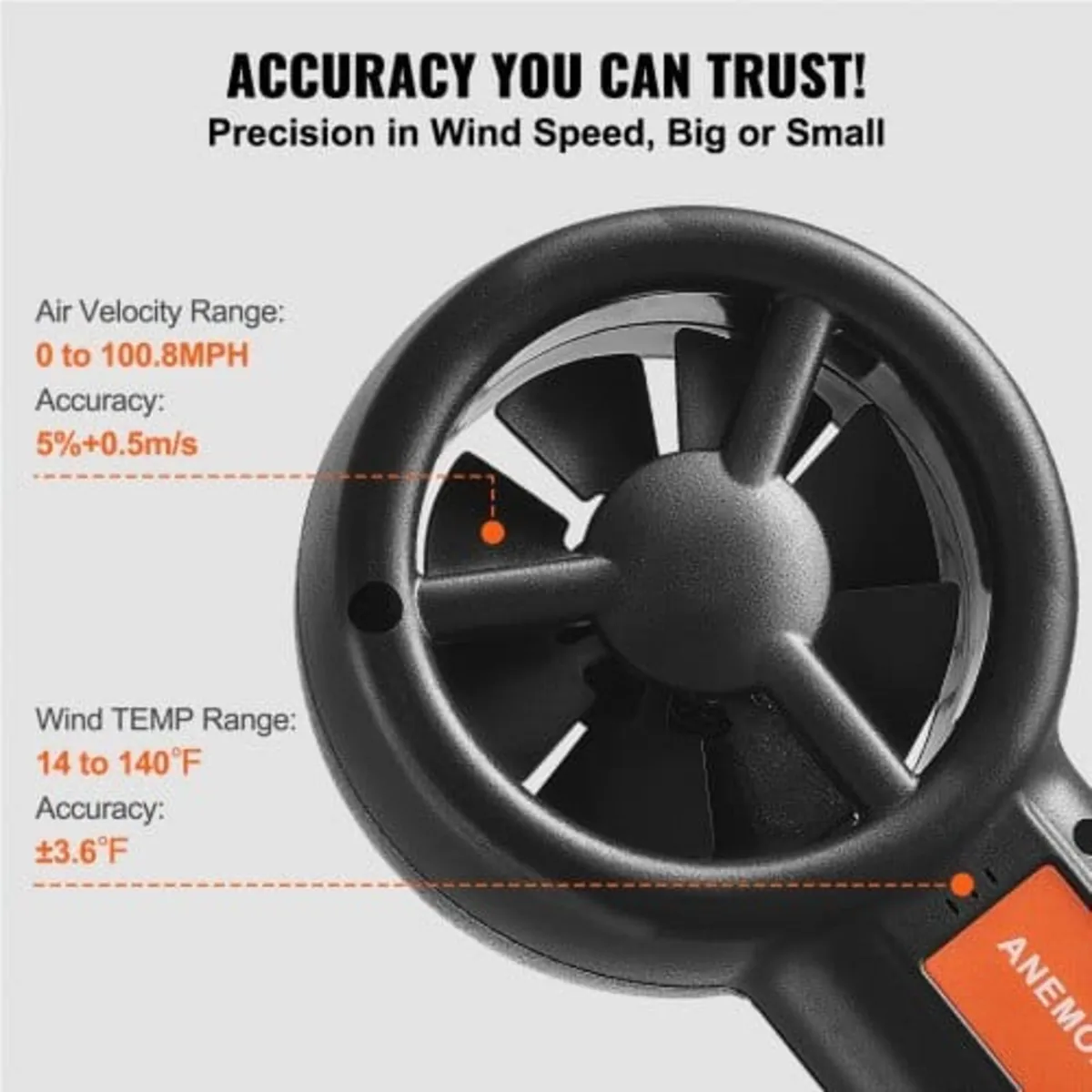 Split Handheld Anemometer, 14℉-140℉, Digital Wind - Image 2