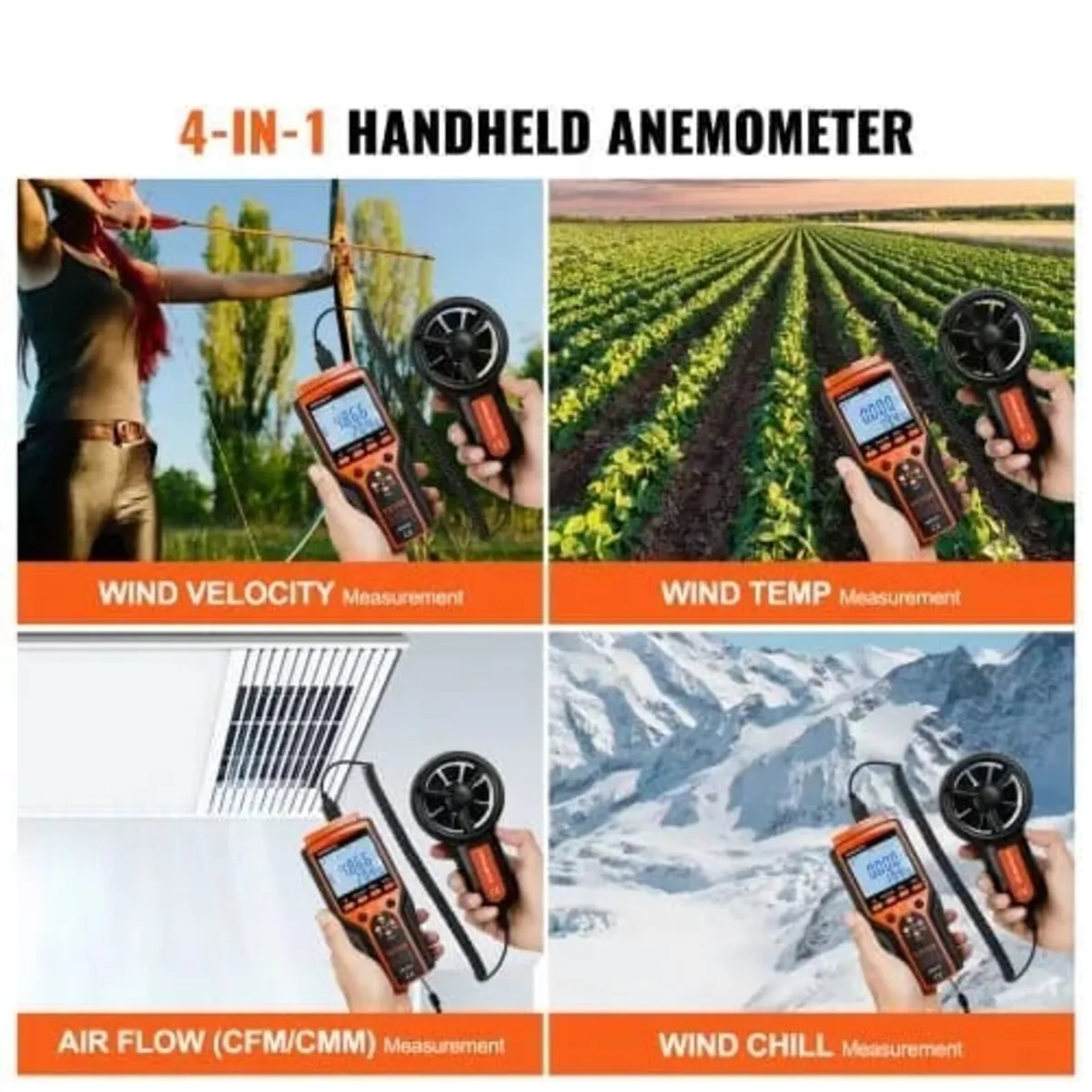Split Handheld Anemometer, 14℉-140℉, Digital Wind - Image 4