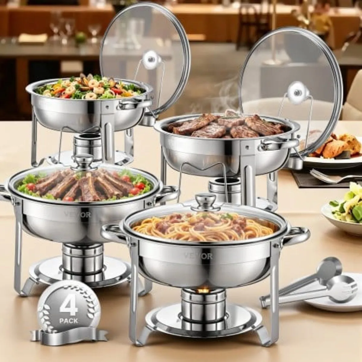 Chafing Dish Buffet Set, 5 Qt 4 Pack, Stainless St - Image 1
