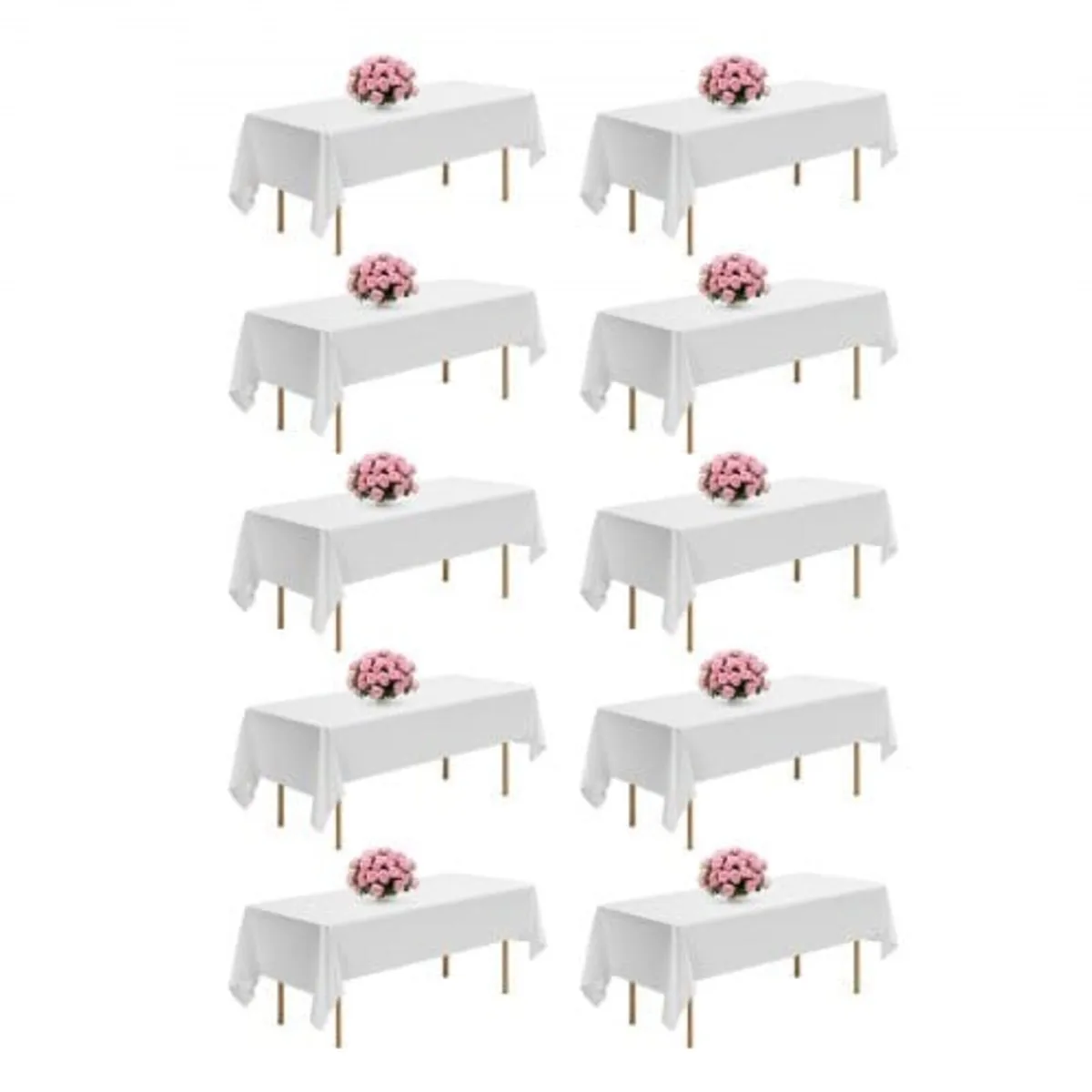 White Tablecloths for Rectangle Tables, 10 Pack, 6 - Image 1