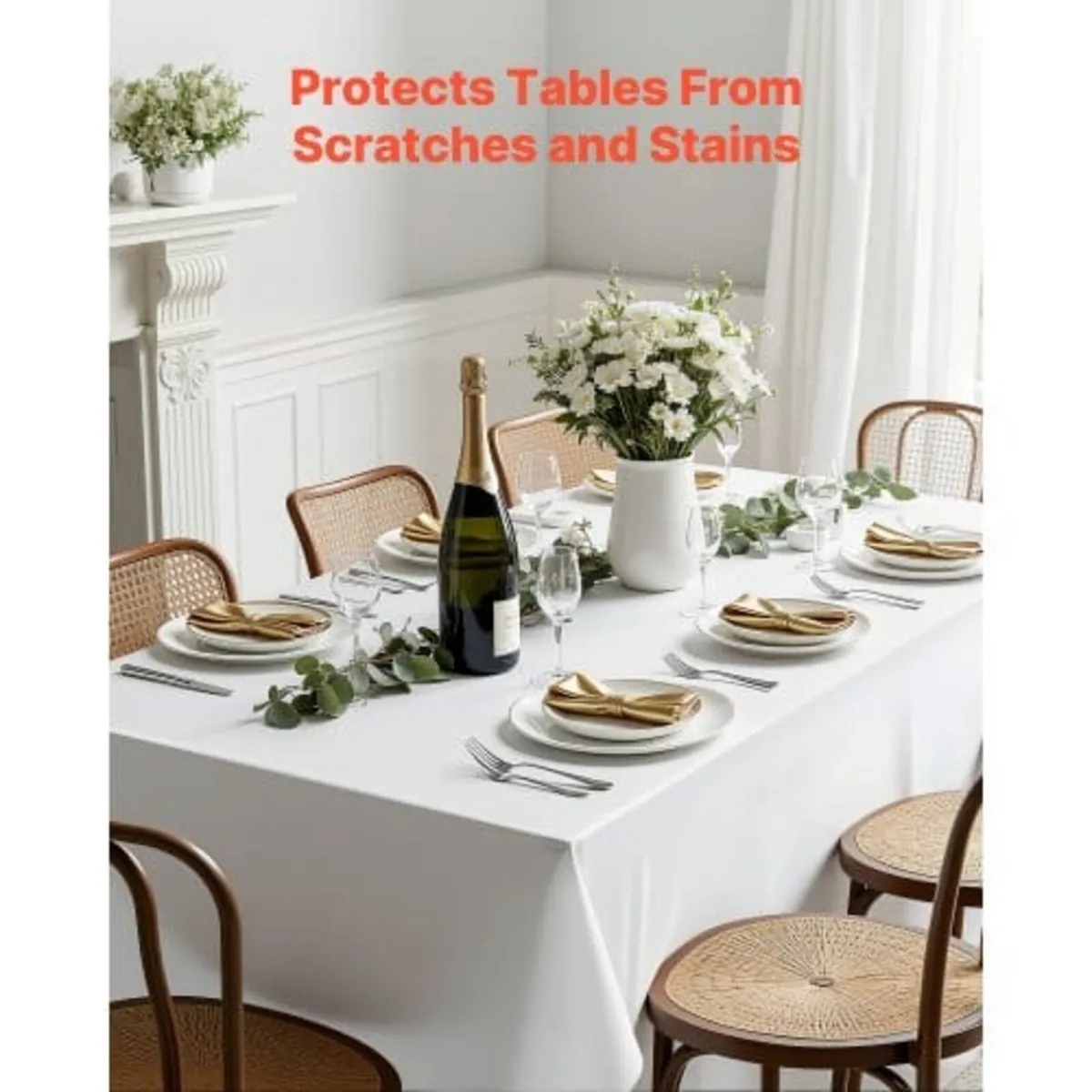 White Tablecloths for Rectangle Tables, 10 Pack, 6 - Image 4