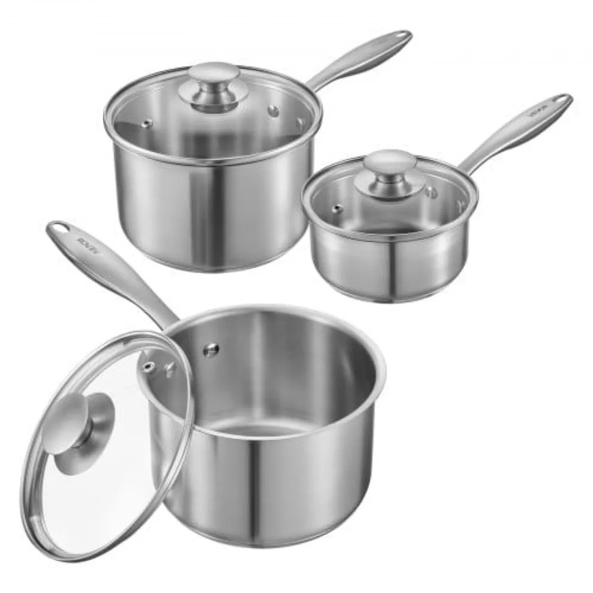 Stainless Steel Saucepan Set, 1 QT & 2 QT & 3 QT S - Image 1