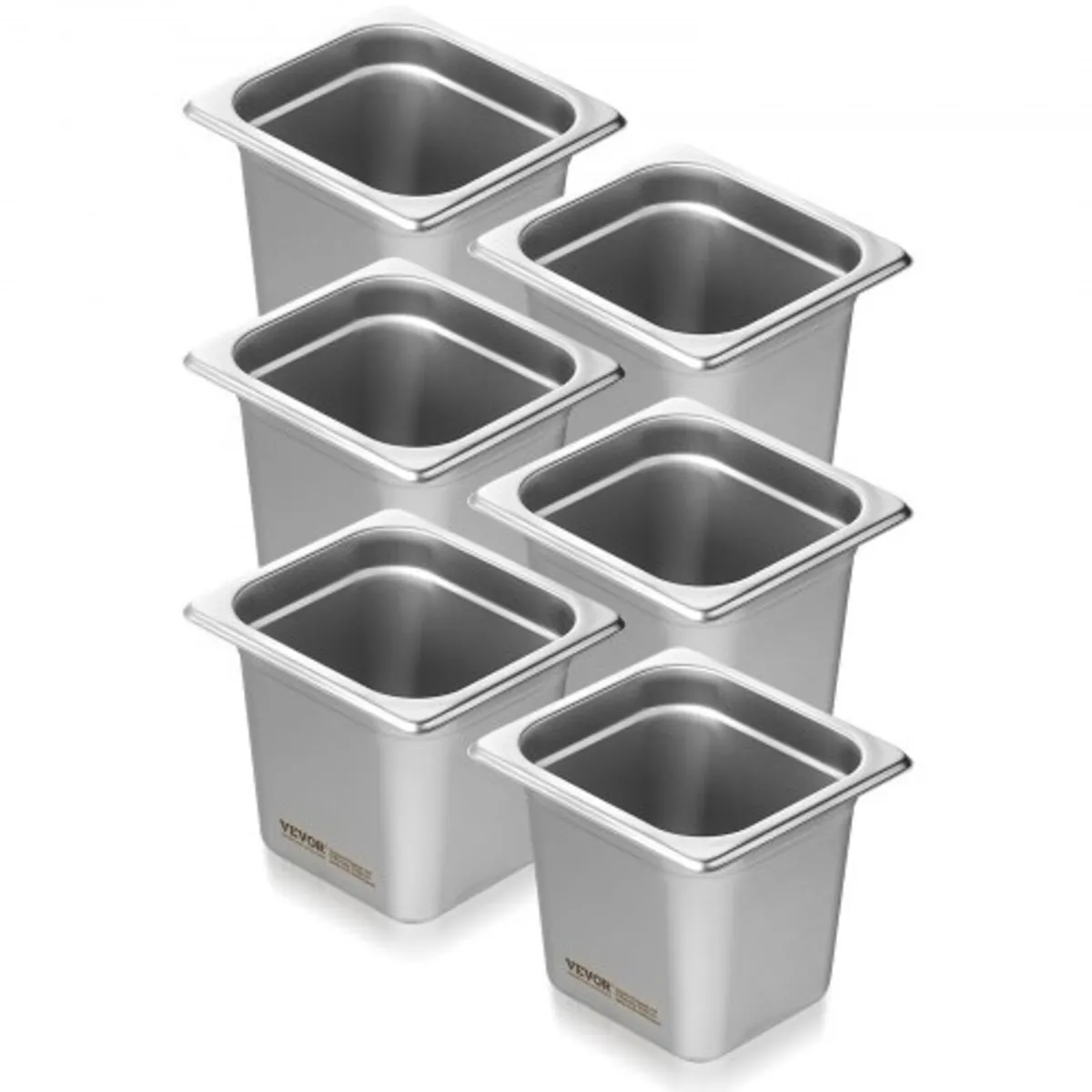 6 Pack Hotel Pans, 1/6 Size Anti-Jam Steam Pan, 0. - Image 1