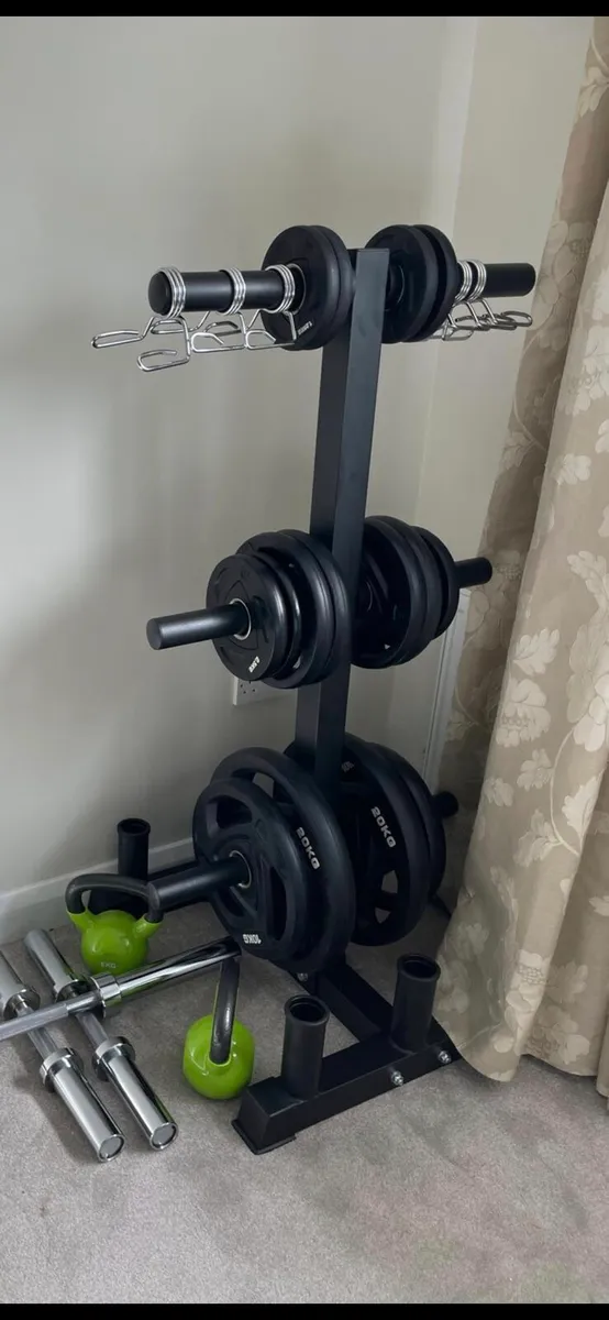 Brand new heavy duty olympic bar an plate storage - Image 1