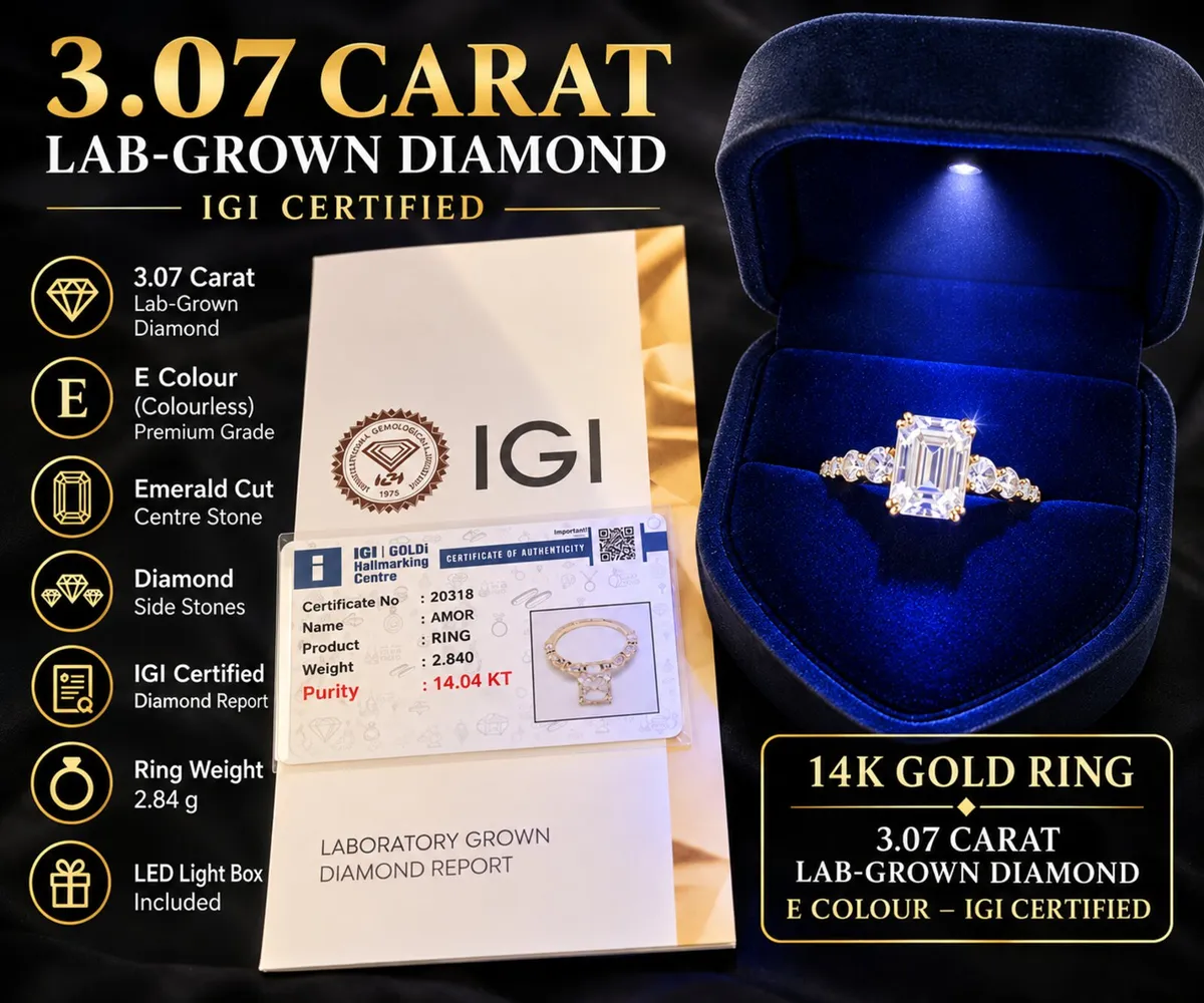 3.07 CARAT LAB-GROWN DIAMOND RING – 14K Gold - Image 1
