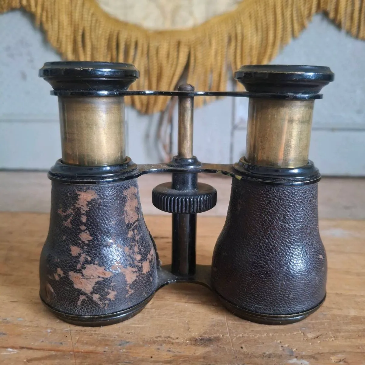 Antique Leather & Brass Opera Glasses - Image 1