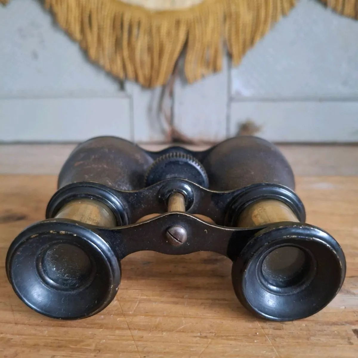 Antique Leather & Brass Opera Glasses - Image 2