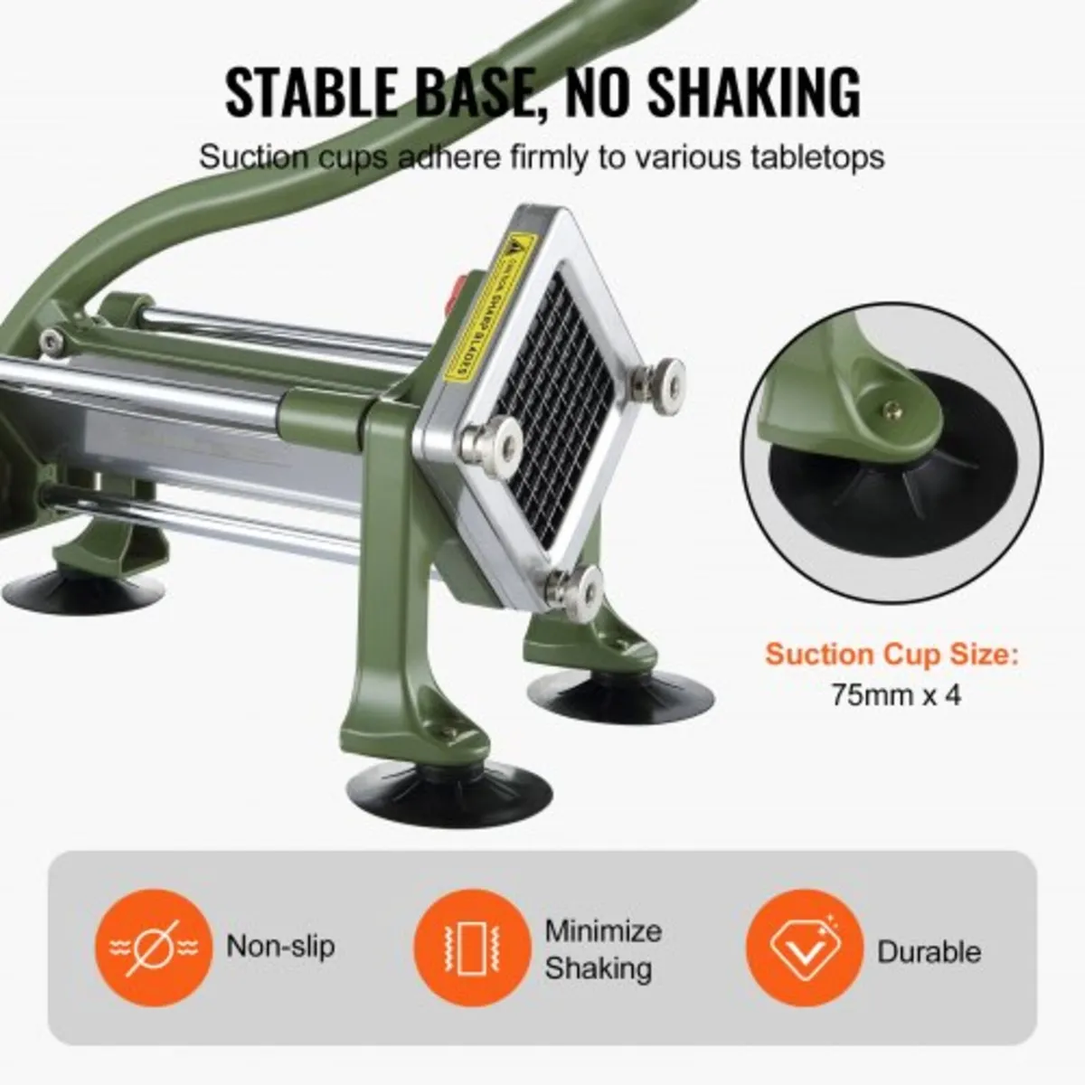 French Fry Cutter, Potato Slicer with 1/2" 3/8" 1/ - Image 2