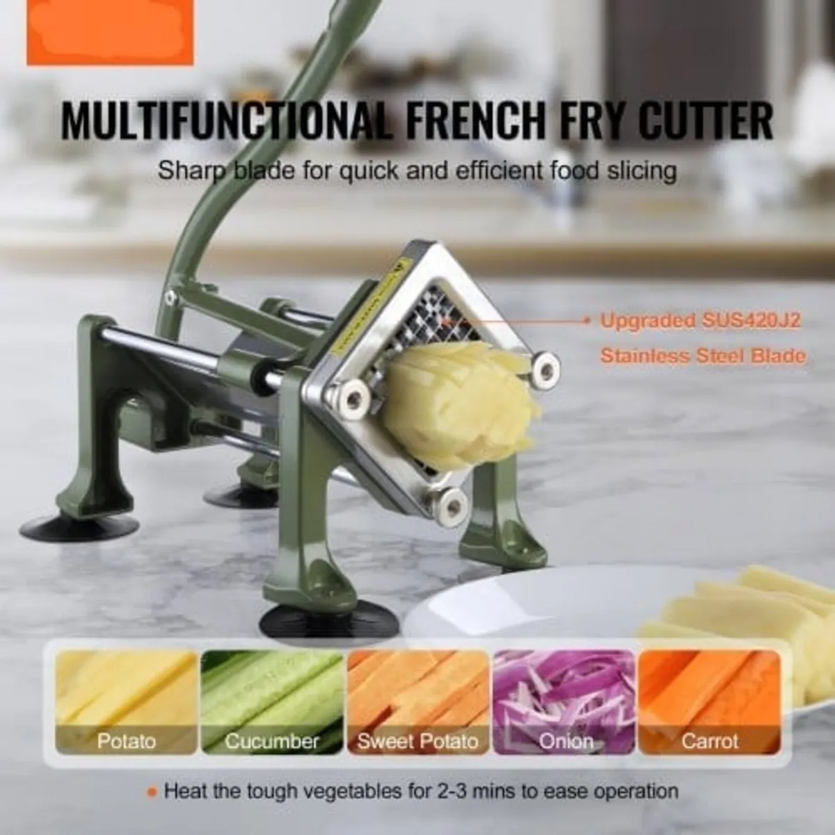French Fry Cutter, Potato Slicer with 1/2" 3/8" 1/ - Image 3