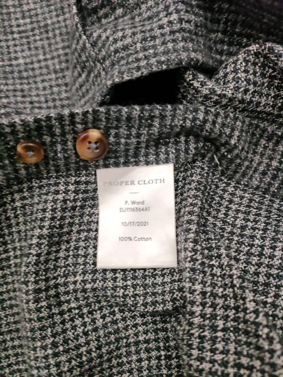 Proper Cloth Button Down Houndstooth Shirt Mens M - Image 4