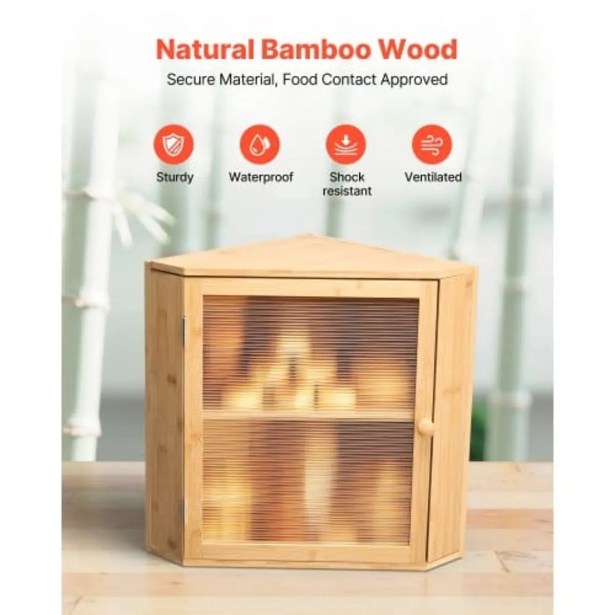 Corner Bread Box for Kitchen Counter, Double Layer - Image 2