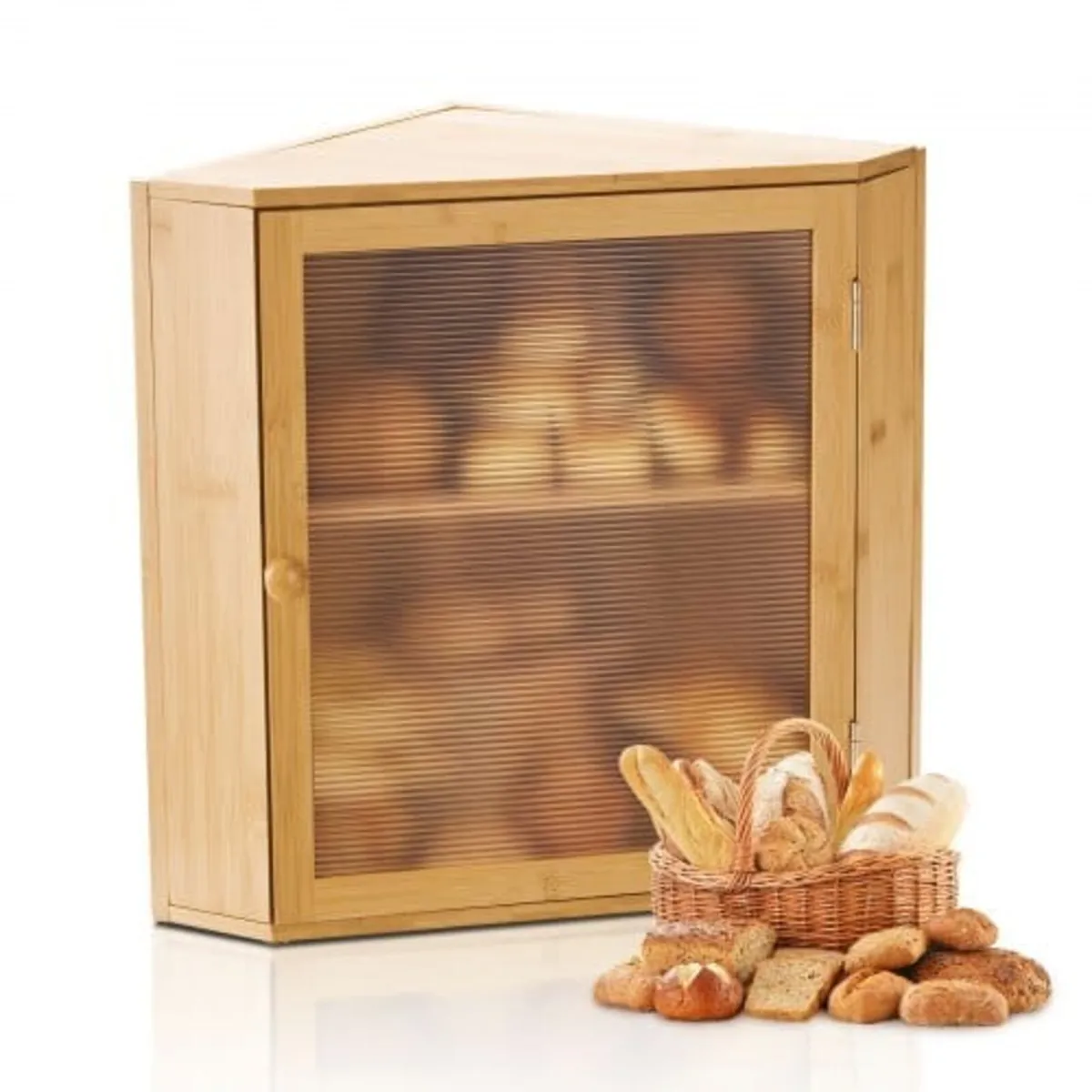 Corner Bread Box for Kitchen Counter, Double Layer - Image 1