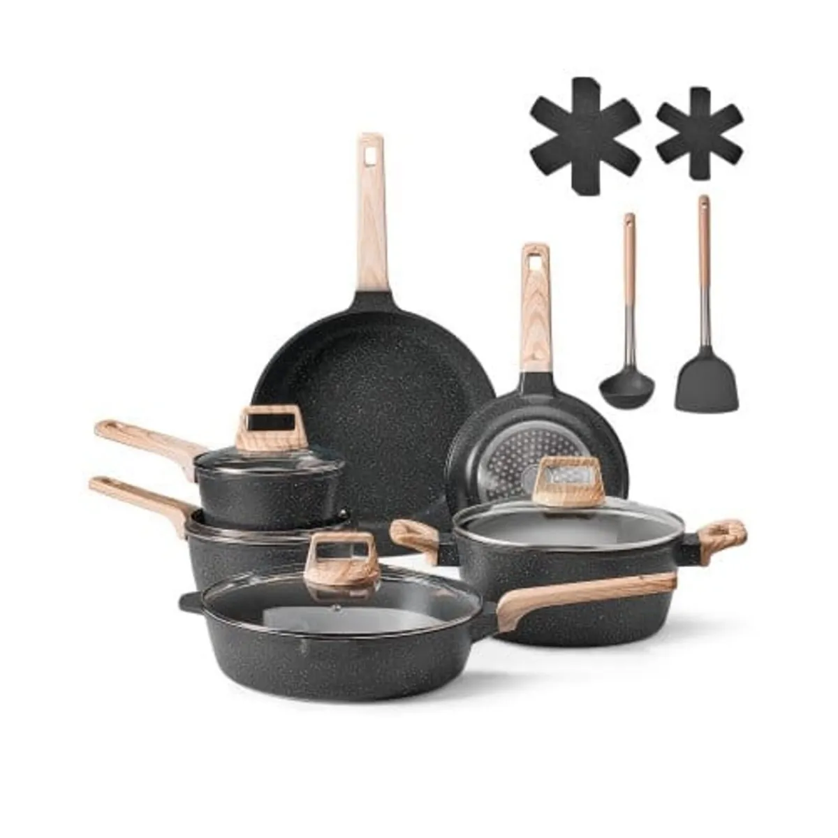 17 Piece Pots and Pans Set Nonstick, Granite Cookw - Image 1