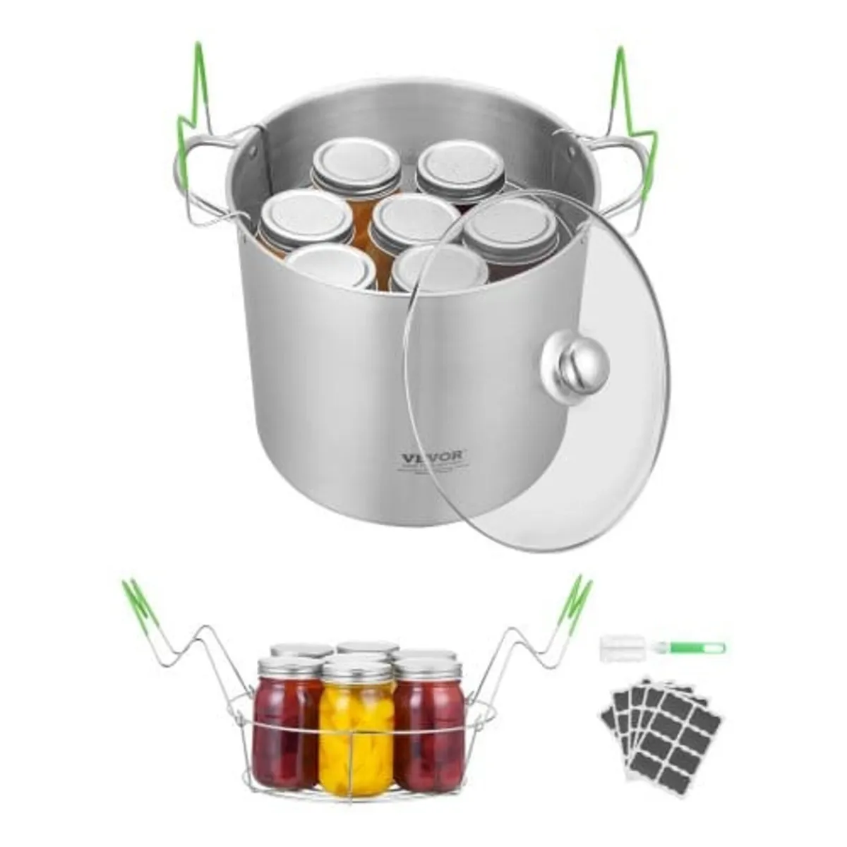 21 QT Canning Pot with Rack and Lid, Stainless Ste - Image 1