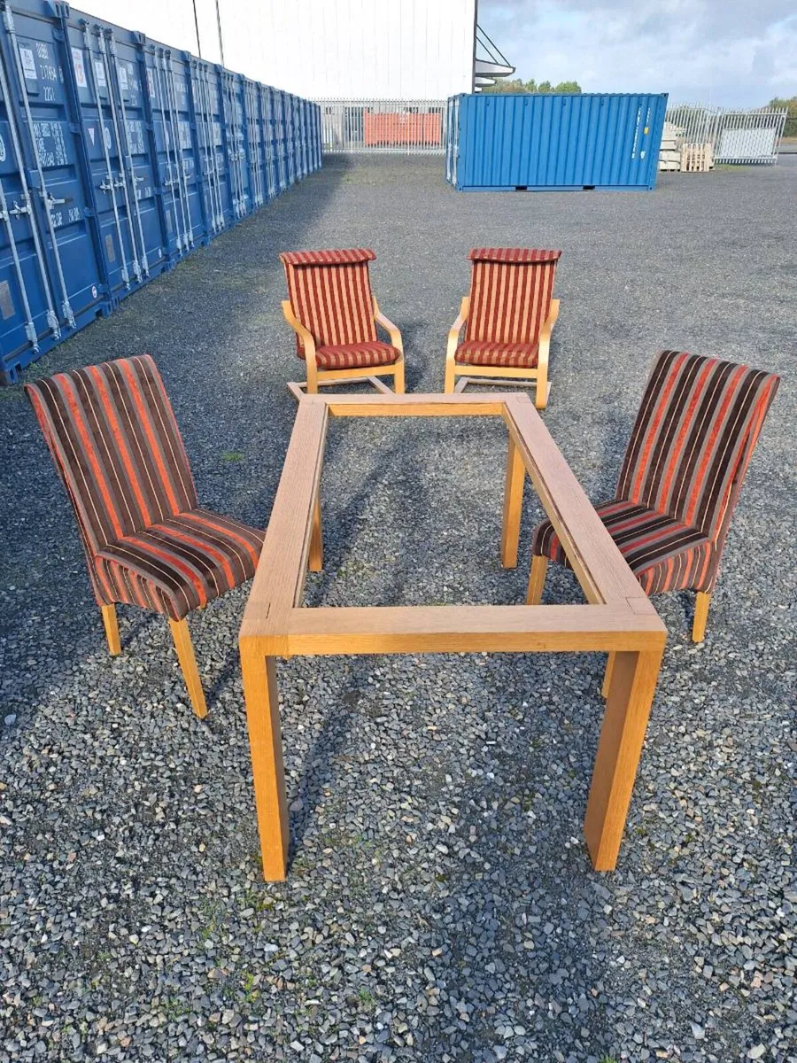 large, solid wooden table and 2 chairs - Image 2