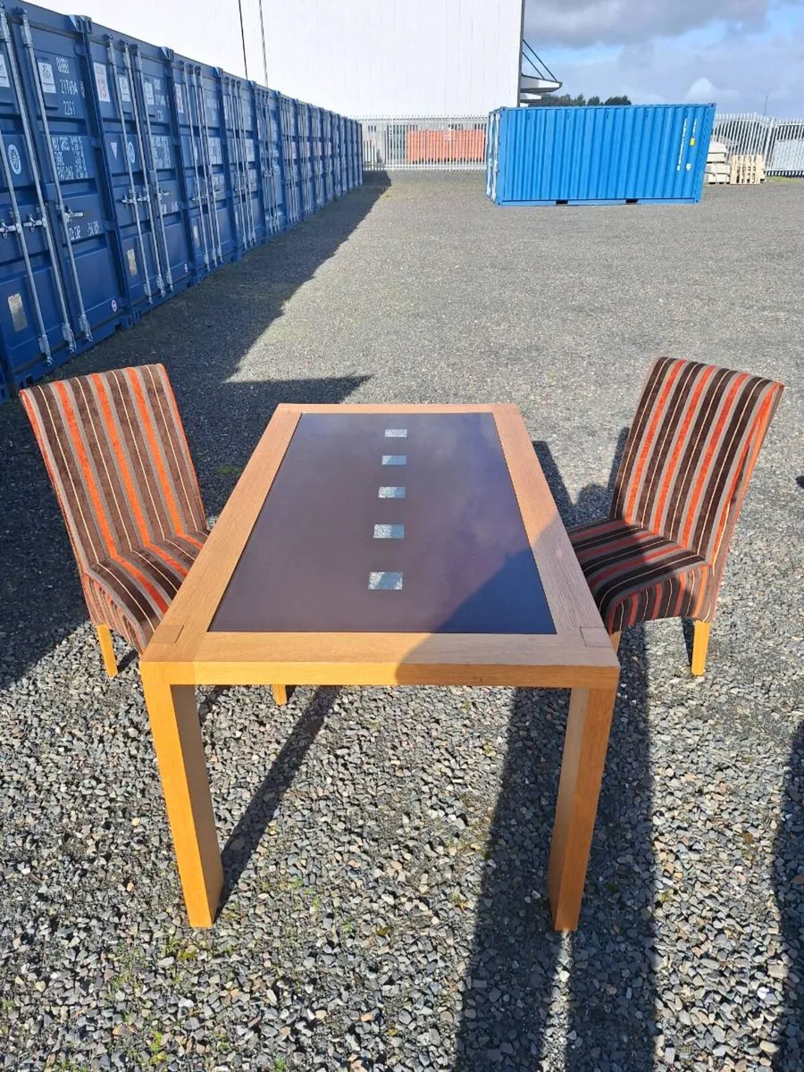 large, solid wooden table and 2 chairs - Image 3