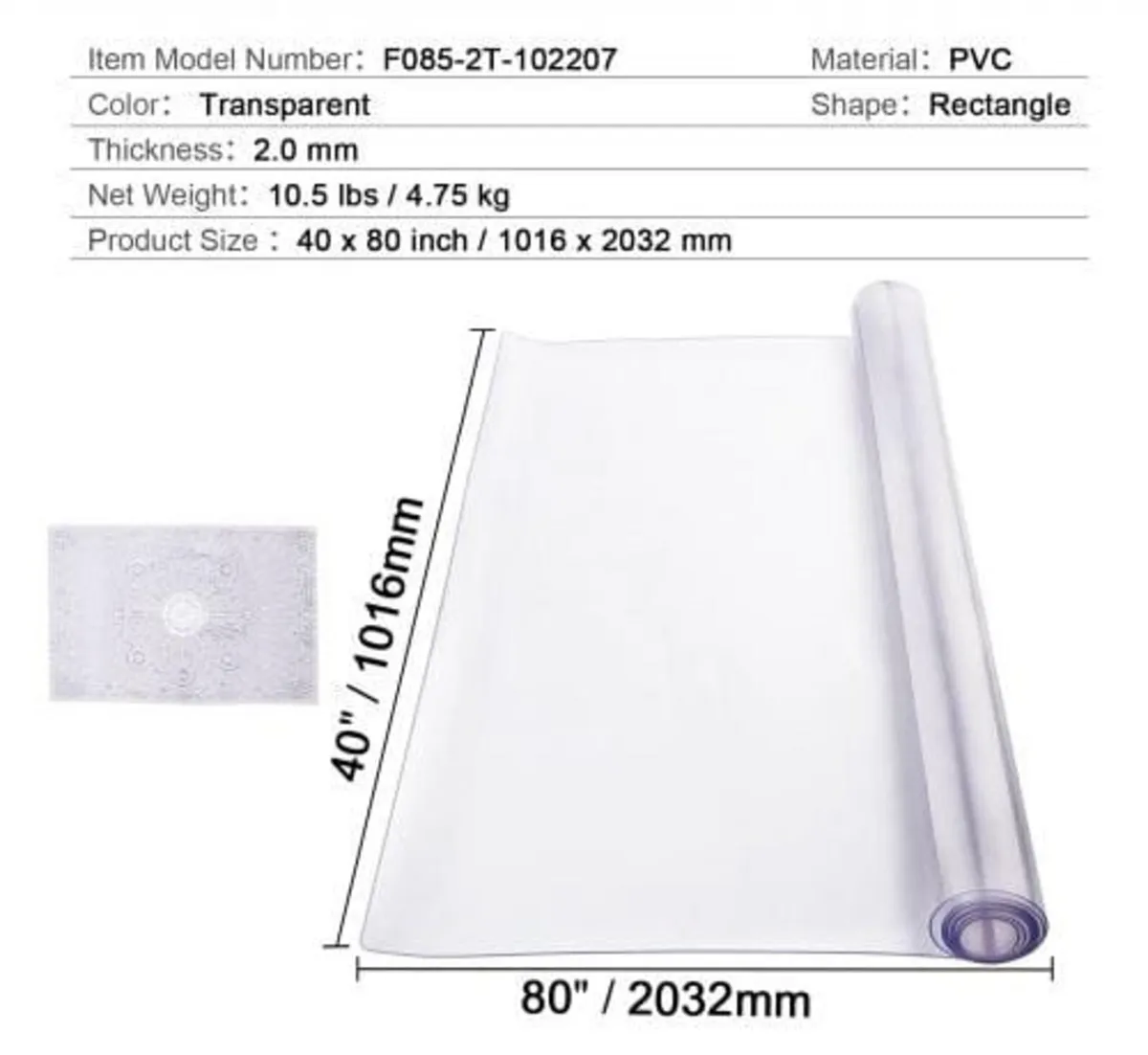 Plastic Table Cover, 40 x 80 Inch 2.0 mm Thick Cle - Image 3